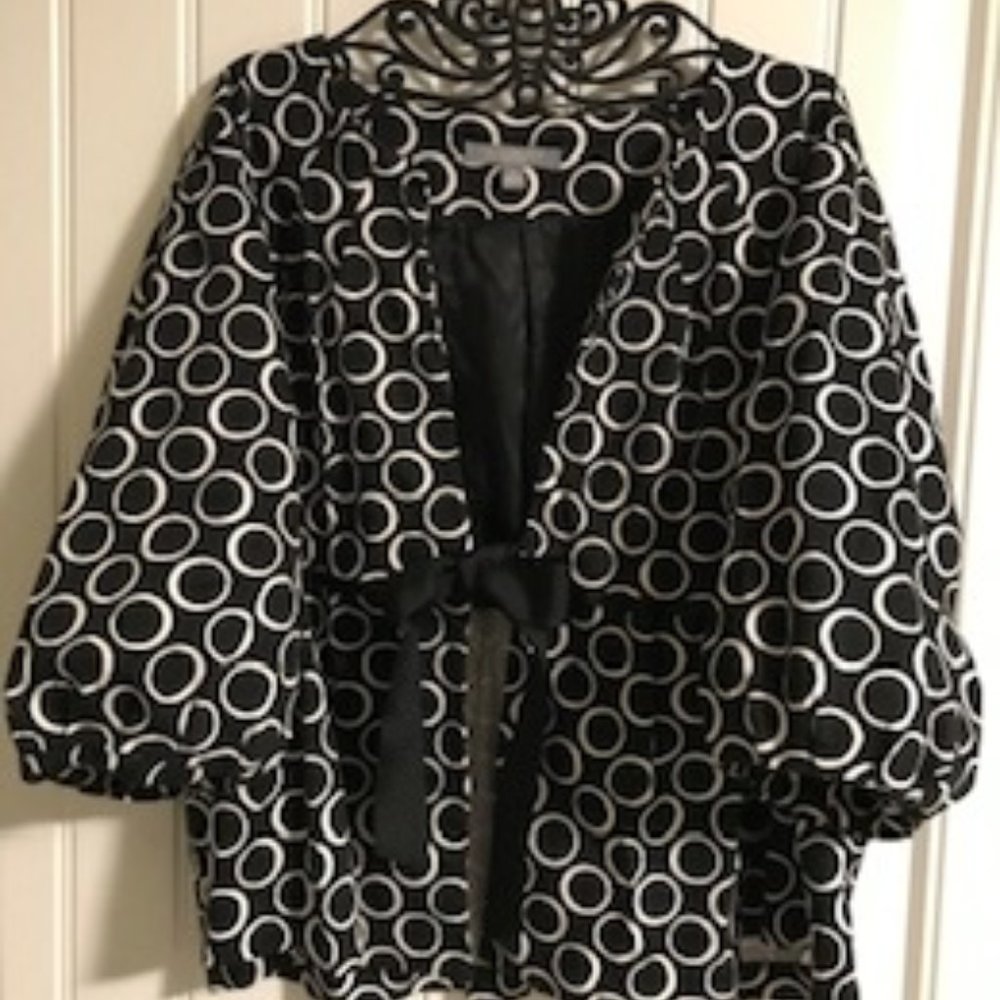 NY Collection Women's Dress Jacket, Waist Length, Black and White, Size 2X